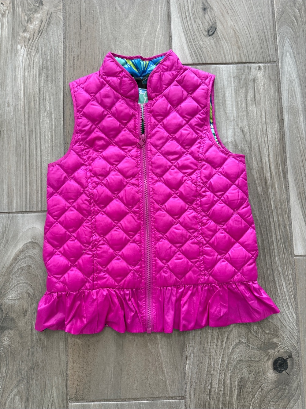 Lilly Pulitzer Girls Hot Pink Quilted Ruffle Vest